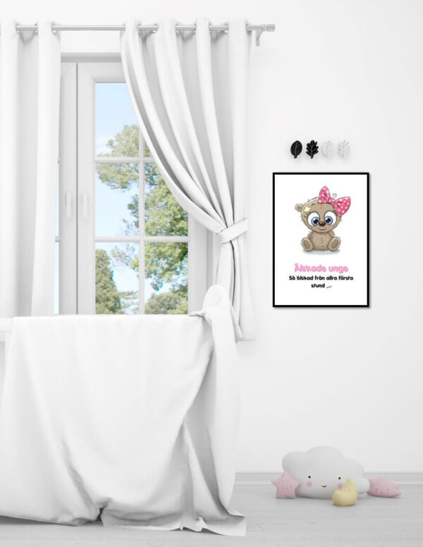 "Älskade unge"-poster med illustrerad nalle - Bild 2